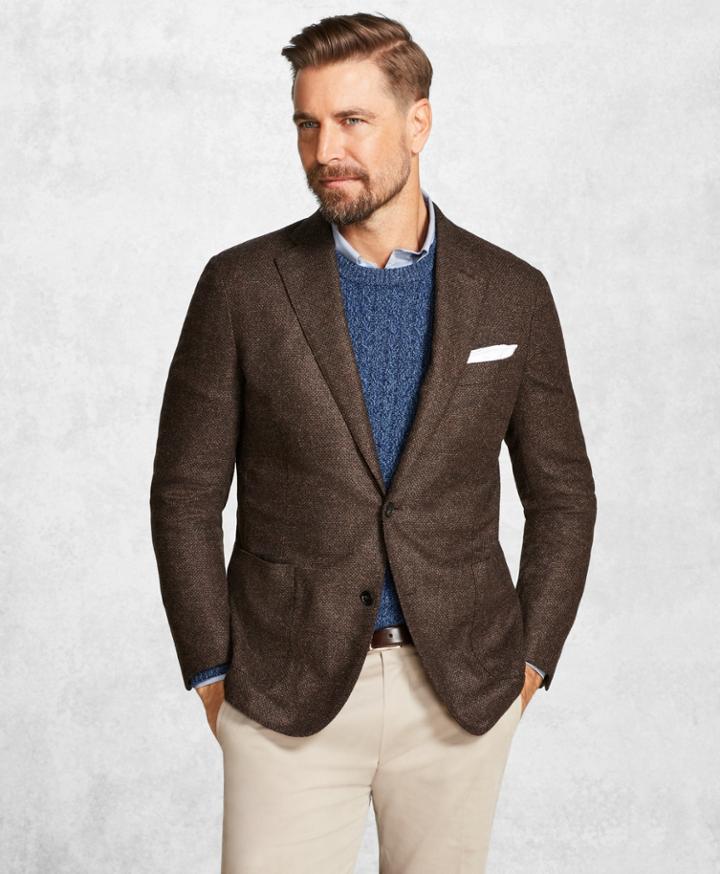 Brooks Brothers Men's Golden Fleece Brown Textured Solid Sport Coat