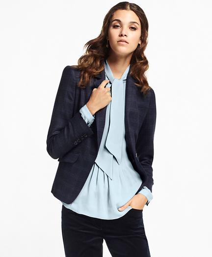 Brooks Brothers Petite Plaid Stretch-wool Jacket