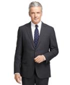 Brooks Brothers Men's Brookscool Fitzgerald Fit Charcoal With Blue And White Alternating Stripe Suit