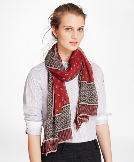 Brooks Brothers Foulard Silk Chiffon Oblong Scarf