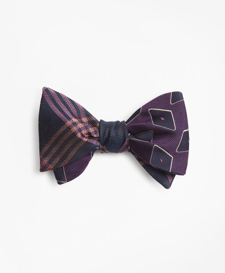 Brooks Brothers Men's Large Diamond With Oversized Plaid Reversible Bow Tie