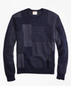 Brooks Brothers Patchwork Cotton Jacquard Crewneck Sweater