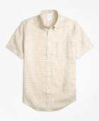 Brooks Brothers Men's Regent Fit Check Irish Linen Short-sleeve Sport Shirt