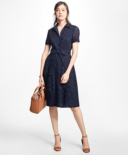 Brooks Brothers Cotton Eyelet Shirt Dress