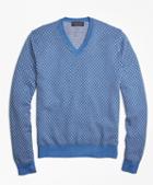 Brooks Brothers Supima Cotton Cashmere Jacquard V-neck Sweater