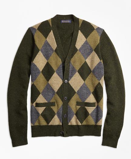 Brooks Brothers Lambswool Button-front Argyle Cardigan