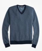 Brooks Brothers Men's Supima Cotton Pique Stitch V-neck Sweater