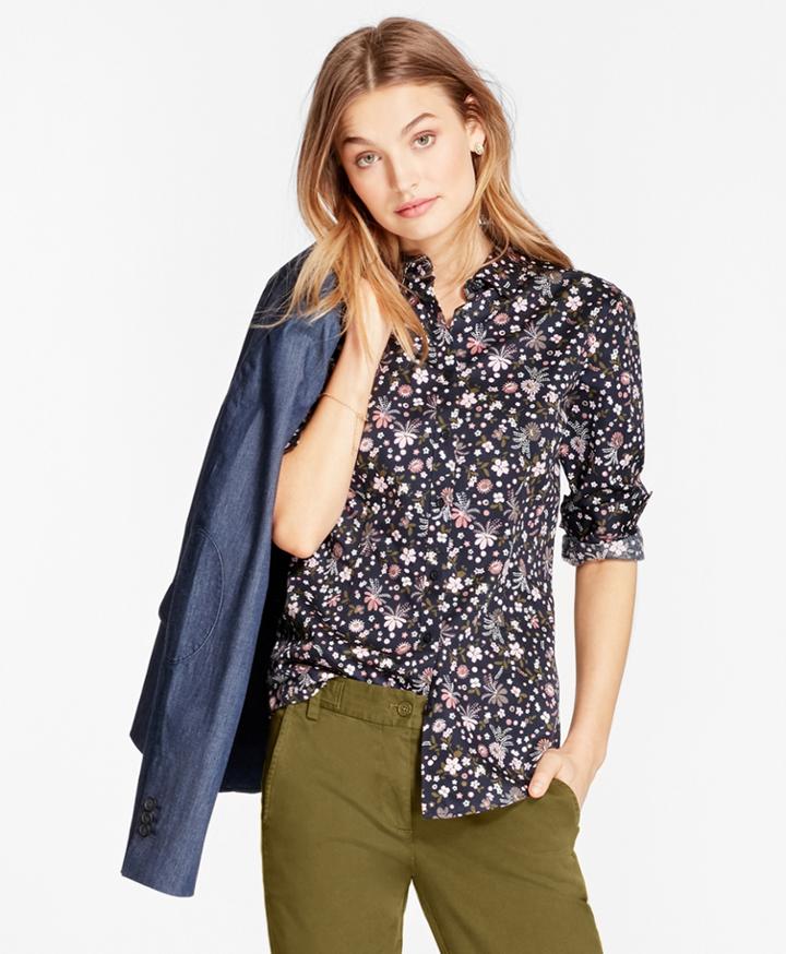 Brooks Brothers Women's Floral-print Cotton Sateen Shirt