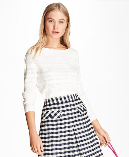 Brooks Brothers Floral Jacquard Cotton Sweater