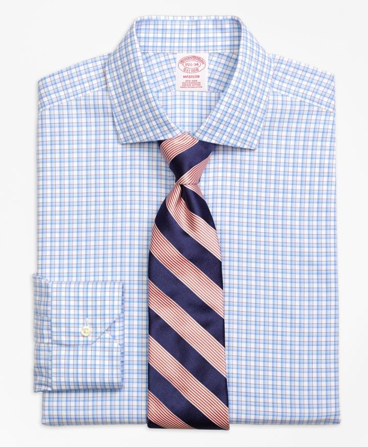Brooks Brothers Men's Non-iron Regular Fit Bold Shadow Check Dress Shirt