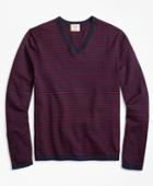 Brooks Brothers Men's Striped Cotton V-neck Sweater