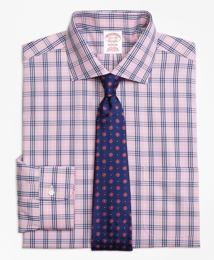 Brooks Brothers Men's Non-iron Regular Fit Bb#10 Glen Plaid Dress Shirt