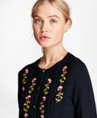 Brooks Brothers Women's Floral-embroidered Cotton Cardigan