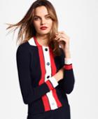 Brooks Brothers Women's Stripe-trim Milano-knit Cardigan