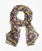 Brooks Brothers Floral Silk Chiffon Scarf With Ribbon