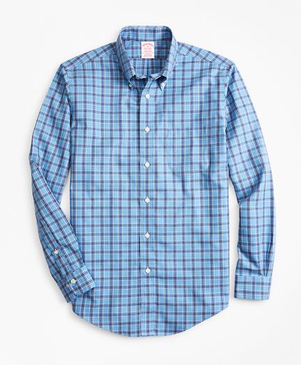 Brooks Brothers Non-iron Madison Fit Blue Check Sport Shirt