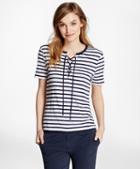 Brooks Brothers Lace-up Striped Tee Shirt