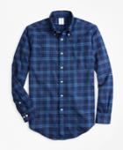 Brooks Brothers Men's Regent Fit Check Indigo Flannel Sport Shirt