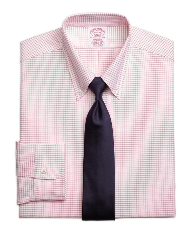 Brooks Brothers Men's Regular Fit Original Polo Button-down Small Windowpane Dress Shirt