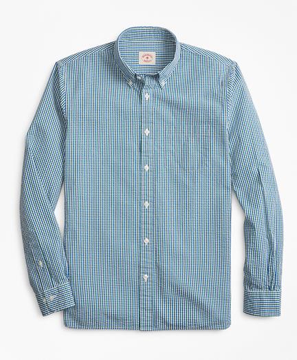 Brooks Brothers Gingham Seersucker Cotton Sport Shirt