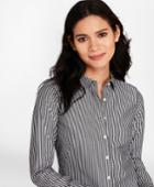 Brooks Brothers Women's Petite Non-iron Striped Stretch-cotton Poplin Fitted Shirt