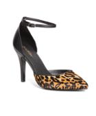 Brooks Brothers Haircalf Leopard Pumps With Ankle Strap
