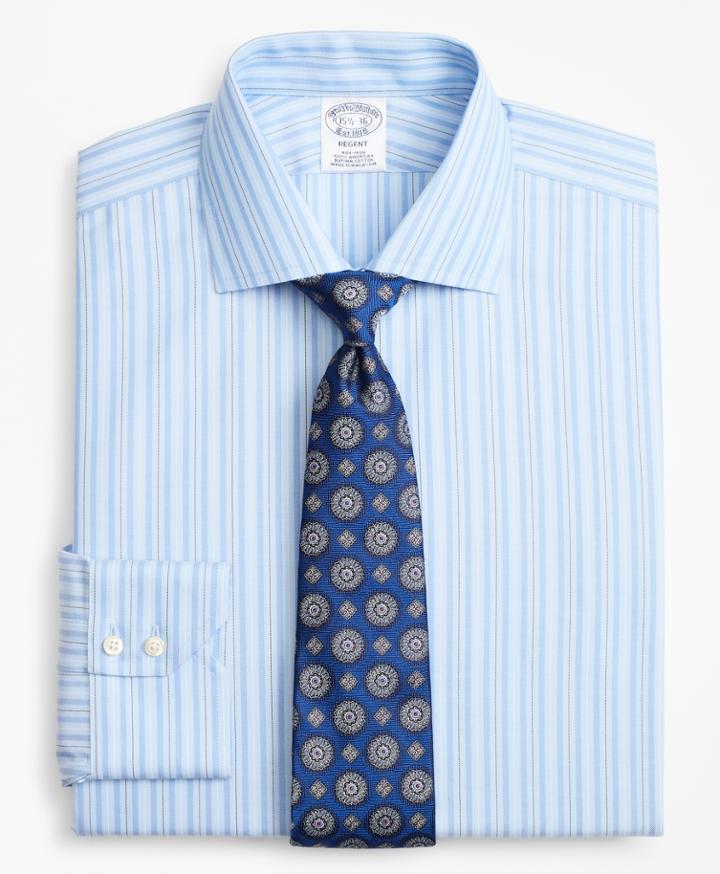 Brooks Brothers Men's Slim Fitted Dress Shirt, Non-iron Alternating Ground Stripe