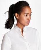 Brooks Brothers Women's Lace-trimmed Stretch Cotton-blend Poplin Shirt