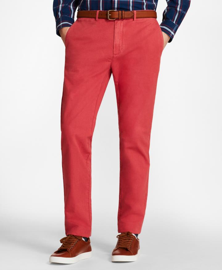 Brooks Brothers Men's Slim-fit Garment-dyed Cotton-linen Stretch Chinos
