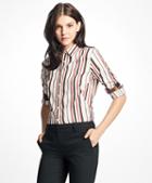 Brooks Brothers Petite Fitted Multi-stripe Cotton Dobby Dress Shirt