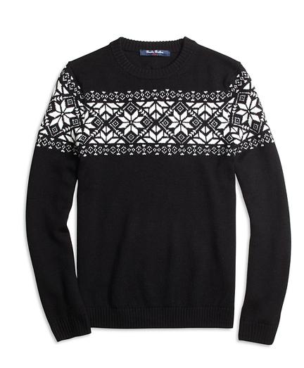 Brooks Brothers Wool Blend Snowflake Fair Isle Sweater