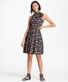 Brooks Brothers Women's Floral-print Cotton Sateen Pleated Dress
