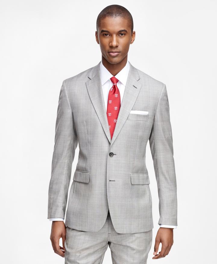 Brooks Brothers Men's Milano Fit Saxxon Wool Brown Plaid 1818 Suit