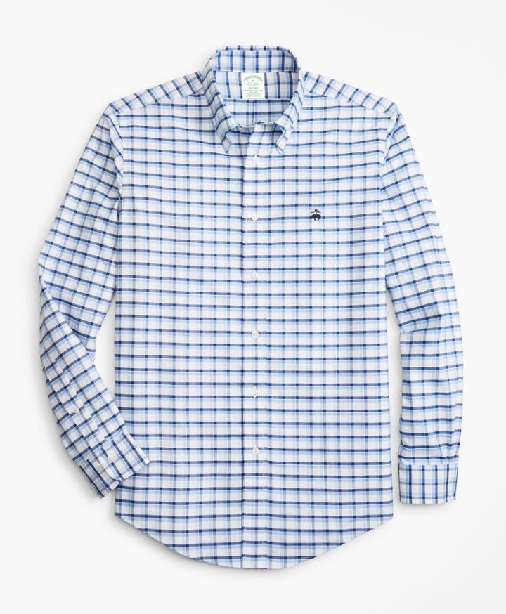 Brooks Brothers Men's Non-iron Milano Fit Double-windowpane Sport Shirt