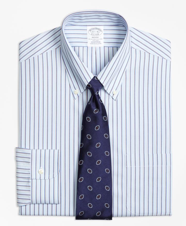 Brooks Brothers Men's Slim Fitted Dress Shirt, Non-iron Triple Stripe