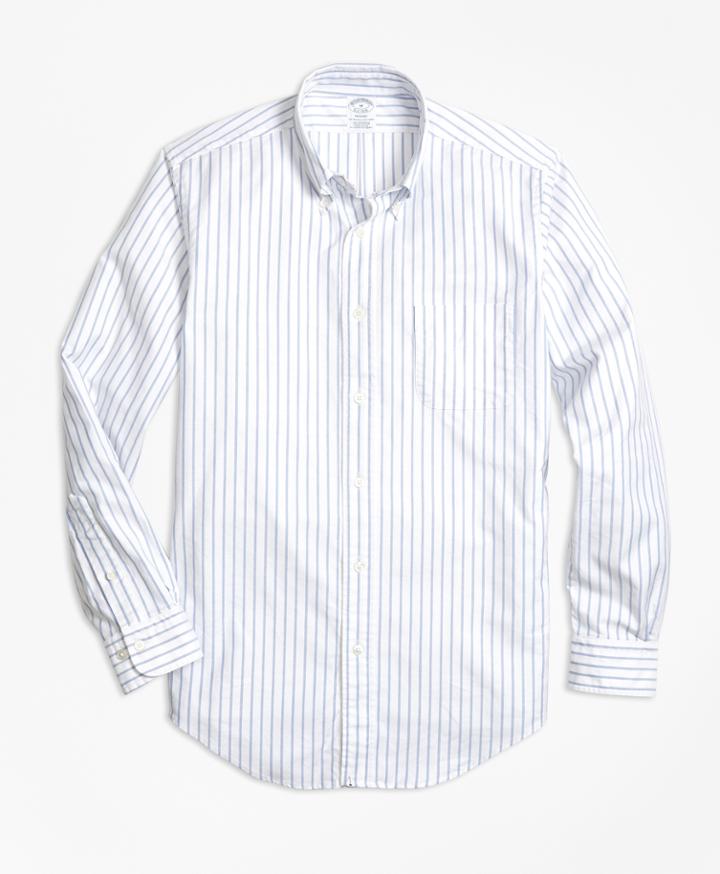 Brooks Brothers Men's Regent Fit Oxford Small Stripe Sport Shirt