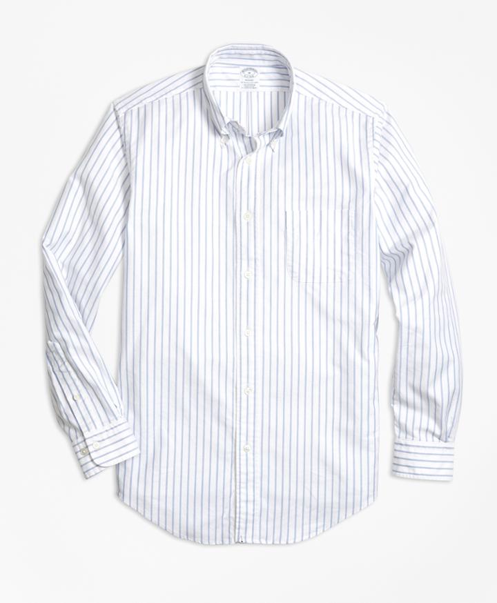 Brooks Brothers Men's Regent Fit Oxford Small Stripe Sport Shirt