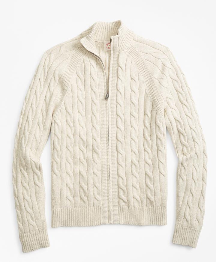 Brooks Brothers Men's Cable-knit Zip Sweater