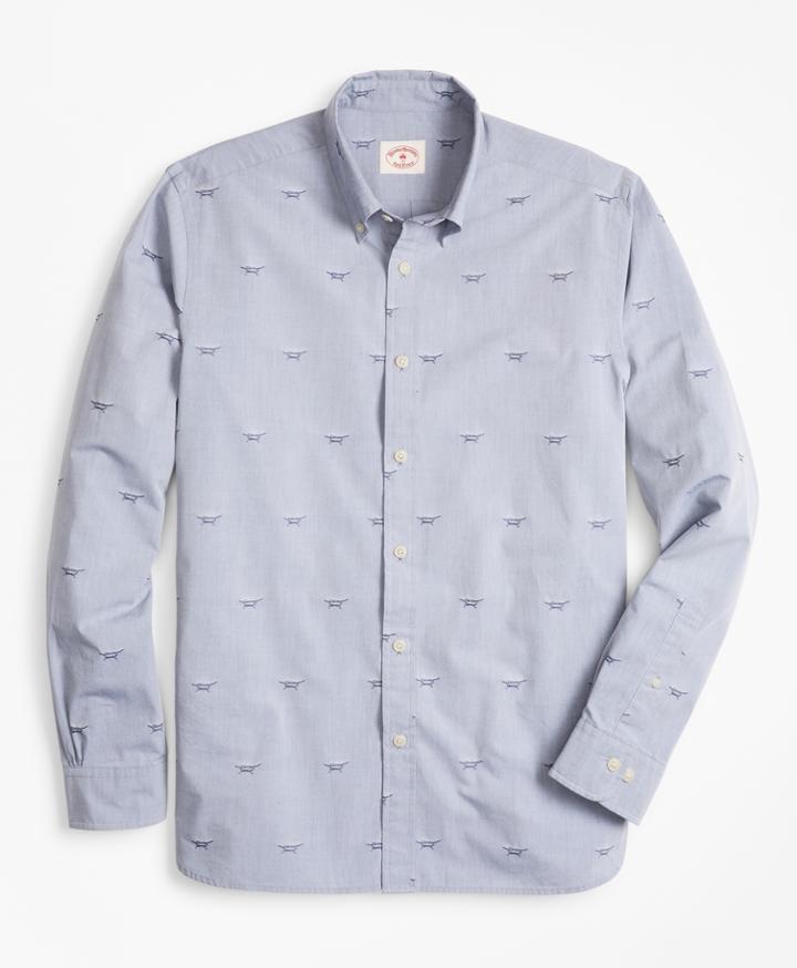 Brooks Brothers Men's Sailor's Knot Chambray Jacquard Sport Shirt