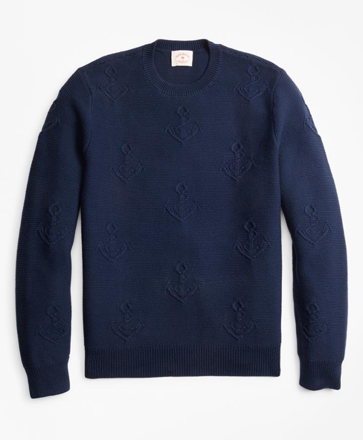 Brooks Brothers Men's Anchor-embroidered Crewneck Sweater