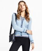 Brooks Brothers Shimmer-stripe Cable-knit Supima Cotton Cardigan