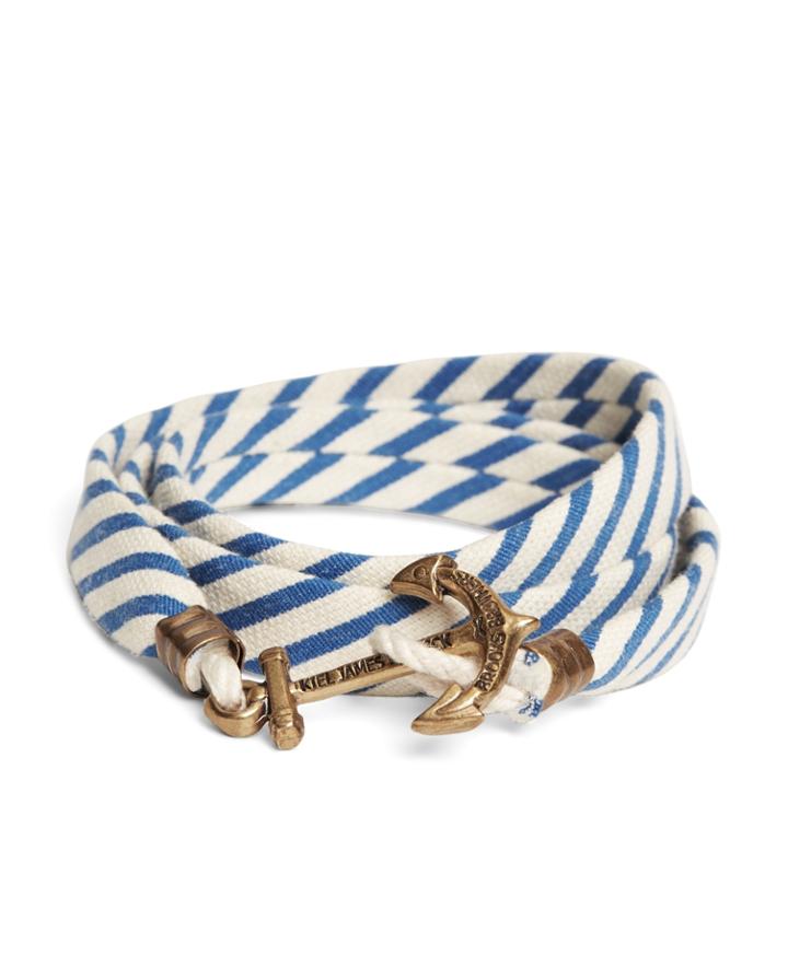Brooks Brothers Men's Kiel James Patrick Blue And White Seersucker Lanyard Hitch Cord Bracelet