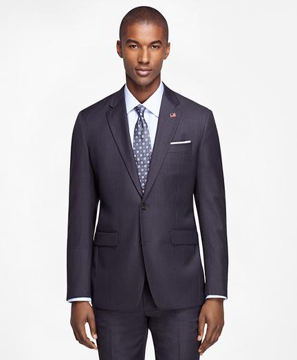 Brooks Brothers Milano Fit Saxxon Wool Grey With Blue Stripe 1818 Suit