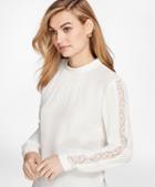 Brooks Brothers Lace-trimmed Crepe Blouse