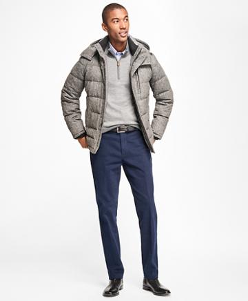 Brooks Brothers Wool Puffer Jacket With Removable Hood