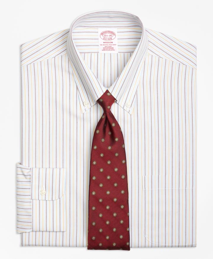 Brooks Brothers Men's Non-iron Regular Fit Triple Twin Stripe Dress Shirt