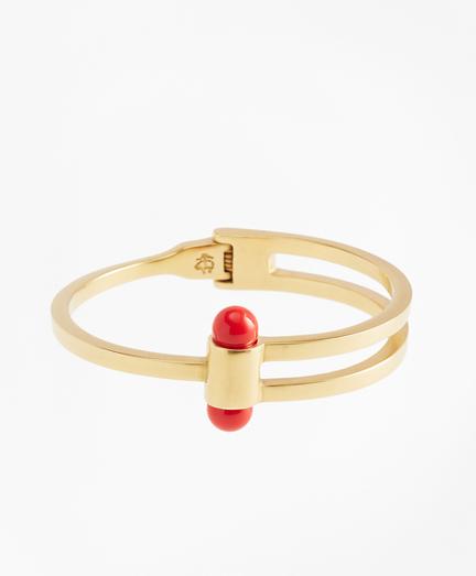 Brooks Brothers Gold-plated Coral Sphere Bangle Cuff