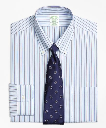 Brooks Brothers Milano Slim-fit Dress Shirt, Non-iron Triple Stripe
