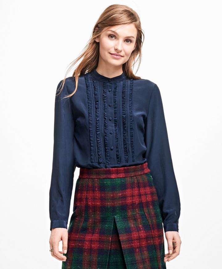 Brooks Brothers Women's Ruffled Silk Blouse