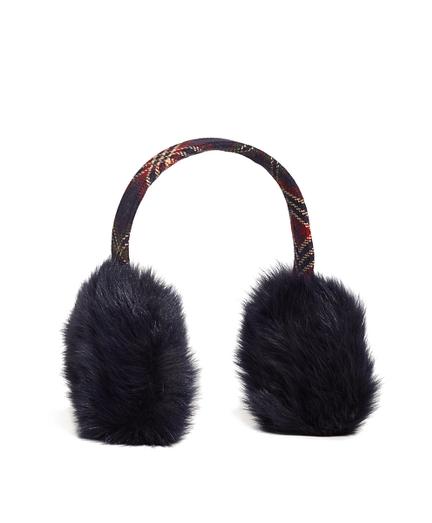 Brooks Brothers Wool And Shearling Tartan Earmuffs